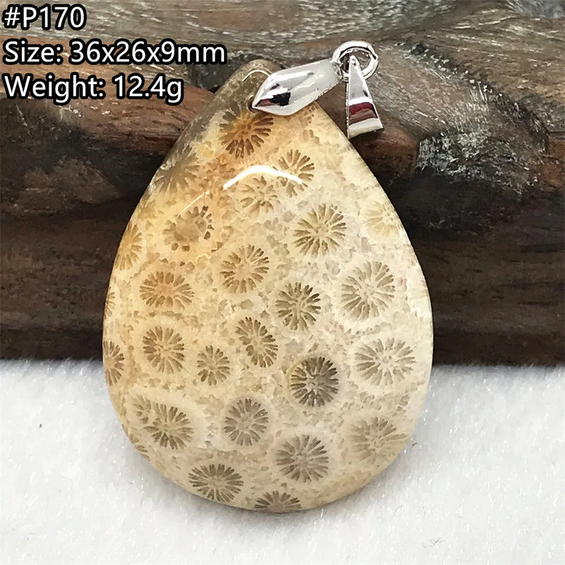 Natural Chrysanthemum Coral Pendant Luck Gift Jewelry
