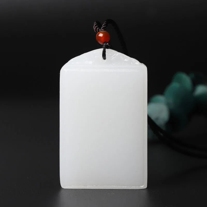 Natural Jade Pendant Necklace Healing Love Gift Jewelry 60x40mm Beads