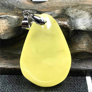 Natural Yellow Amber Necklace Pendant Jewelry Crystal 30x20x10mm AAAAA