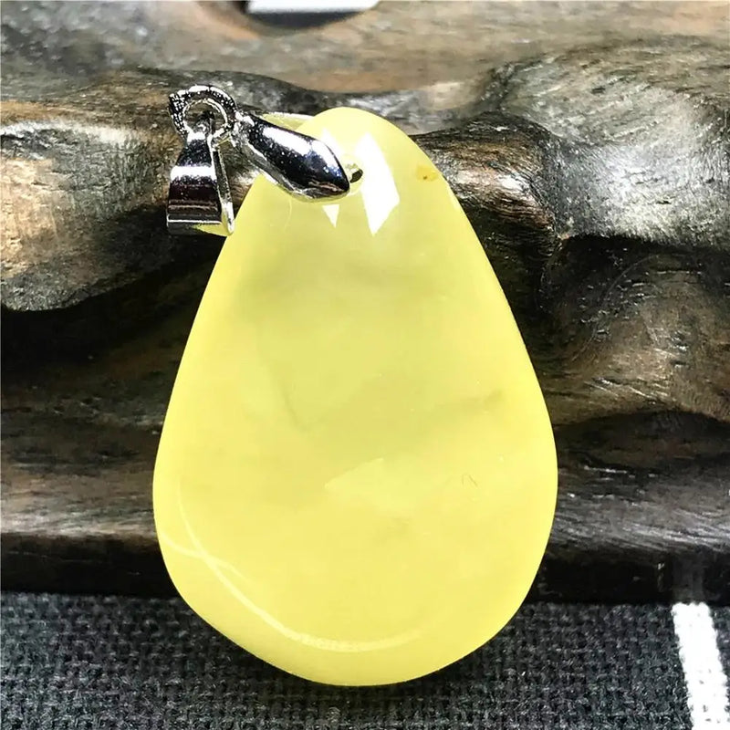 Natural Yellow Amber Necklace Pendant Jewelry Crystal 30x20x10mm AAAAA
