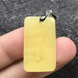 Natural Yellow Amber Pendant Crystal Necklace AAAAA