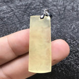 Natural Yellow Amber Pendant 34x13mm Crystal Beads Silver Necklace AAAAA