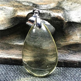 Natural Yellow Amber Pendant Crystal Beads Silver Necklace AAAAA