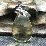Natural Yellow Amber Pendant Crystal Beads Silver Necklace AAAAA