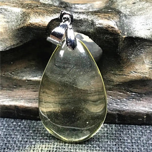 Natural Yellow Amber Pendant Crystal Beads Silver Necklace AAAAA