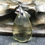 Natural Yellow Amber Pendant Crystal Beads Silver Necklace AAAAA