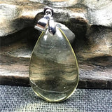 Natural Yellow Amber Pendant Crystal Beads Silver Necklace AAAAA