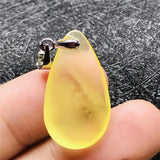 Natural Yellow Amber Pendant Crystal Beads Water Drop Stone Necklace Pendant