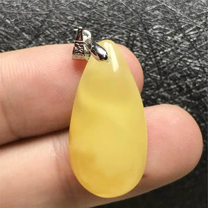 Yellow Amber Water Drop Stone Necklace Pendant