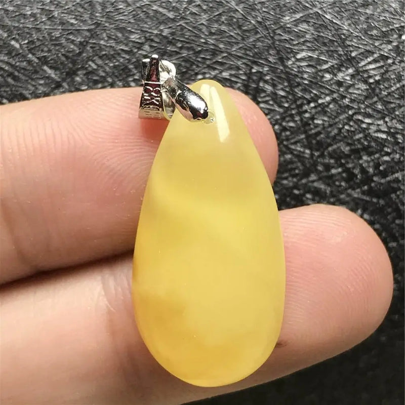 Yellow Amber Water Drop Stone Necklace Pendant