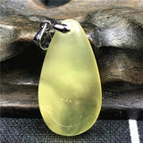Yellow Amber Pendant Crystal Beads Silver Necklace AAAAA