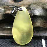 Yellow Amber Pendant Crystal Beads Silver Necklace AAAAA