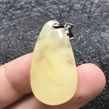 Natural Yellow Amber Pendant Crystal 33x18x6mm Beads Water Drop Stone Necklace