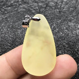 Natural Yellow Amber Pendant Crystal 33x18x6mm Beads Water Drop Stone Necklace