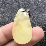 Natural Yellow Amber Pendant Crystal 33x18x6mm Beads Water Drop Stone Necklace