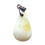 Natural Yellow Amber Pendant Crystal Silver 21x13x4mm Water Drop Stone Necklace