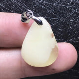 Natural Yellow Amber Pendant Crystal Silver Necklace 21x16x6mm