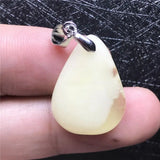 Natural Yellow Amber Pendant Crystal Silver Necklace 21x16x6mm