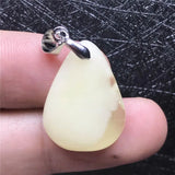 Natural Yellow Amber Pendant Crystal Silver Necklace 21x16x6mm