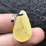 Natural Yellow Amber Pendant Crystal Silver Necklace Pendant