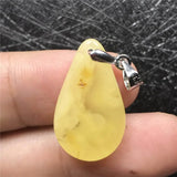 Natural Yellow Amber Pendant Crystal Silver Necklace Pendant