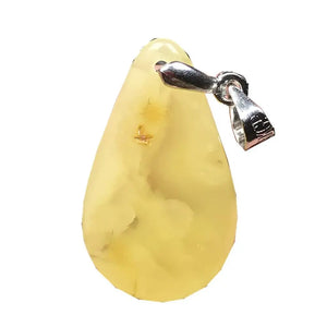 Natural Yellow Amber Pendant Crystal Silver Necklace Pendant