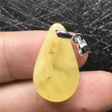 Natural Yellow Amber Pendant Crystal Silver Necklace Pendant