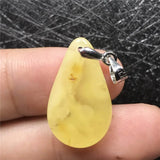 Natural Yellow Amber Pendant Crystal Silver Necklace Pendant
