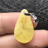 Natural Yellow Amber Pendant Crystal Silver Necklace Pendant