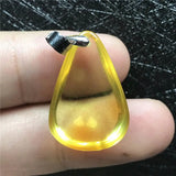 Natural Yellow Amber Pendant Crystal Silver Necklace AAAAA