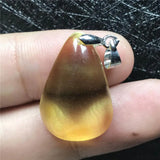 Natural Yellow Amber Pendant Crystal Silver Necklace AAAAA