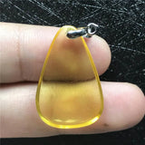 Natural Yellow Amber Pendant Crystal Silver Beads Water Drop Necklace AAAAA
