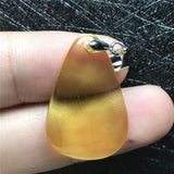 Natural Yellow Amber Pendant Crystal Silver Beads Water Drop Necklace AAAAA