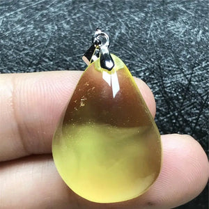 Yellow Amber Pendant Crystal Silver Necklace Pendant