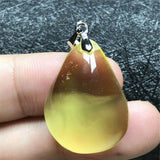 Yellow Amber Pendant Crystal Silver Necklace Pendant