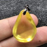 Yellow Amber Pendant Crystal Silver Necklace Pendant