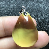 Yellow Amber Pendant Crystal Silver Necklace Pendant