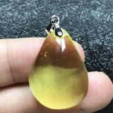 Yellow Amber Pendant Crystal Silver Necklace Pendant