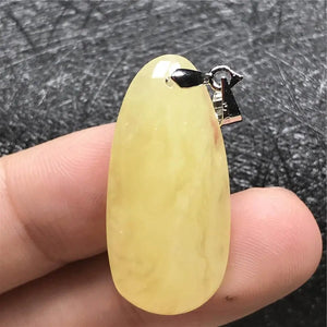 Natural Yellow Amber Pendant Jewelry For Women Man Crystal Silver 31x15x6mm