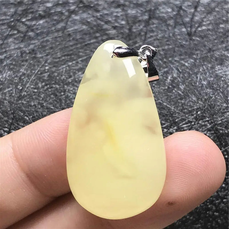 Yellow Amber Pendant Jewelry Crystal Silver Beads Necklace Pendant