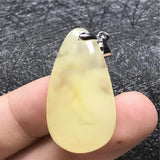 Yellow Amber Pendant Jewelry Crystal Silver Beads Necklace Pendant