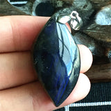 Yellow Light Labradorite Pendant 39x20x11mm Crystal Silver AAAAA