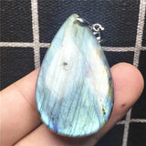 Natural Yellow Light Labradorite Pendant Jewelry For Woman Man Crystal 40x25x5mm