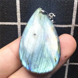 Natural Yellow Light Labradorite Pendant Jewelry For Woman Man Crystal 40x25x5mm