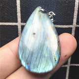 Natural Yellow Light Labradorite Pendant Jewelry For Woman Man Crystal 40x25x5mm