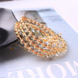 Natural Yellow Citrine Bracelet 3 Laps Round Beads Gemstone Stretch Jewelry
