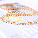 Natural Yellow Citrine Bracelet 3 Laps Round Beads Gemstone Stretch Jewelry