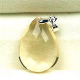 Natural Yellow Citrine Pendant 23x17x9mm Water Drop Gemstone AAAAA