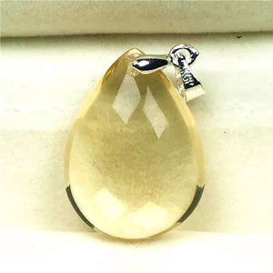 Natural Yellow Citrine Pendant 23x17x9mm Water Drop Gemstone AAAAA