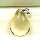 Natural Yellow Citrine Pendant 23x17x9mm Water Drop Gemstone AAAAA